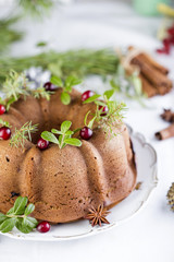 Christmas cake with cranberries