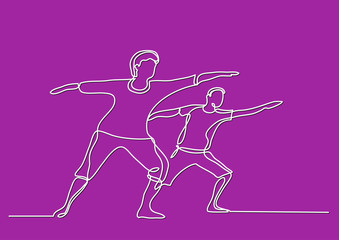 Obraz premium one line drawing of seniors doing exercise