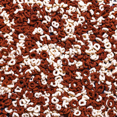 Dry breakfast, granola, muesli on a gray background, square, top view, copyspace, flat lay