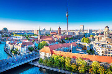 panoramic view at the berlin city center - obrazy, fototapety, plakaty