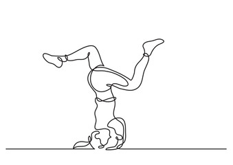Fototapeta na wymiar one line drawing of woman standing in yoga pose