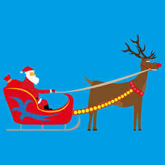 Santa Claus rides in a sleigh in harness vector