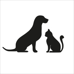 dog with a cat on a white background
