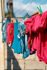 Clothes hanging to dry.