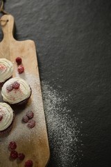 Cupcakes on cutting board