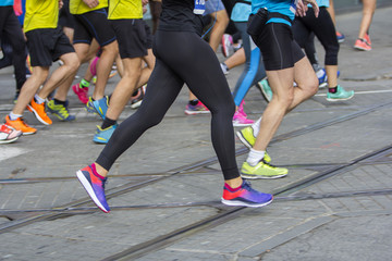 Fototapeta na wymiar Marathon running race on the city road