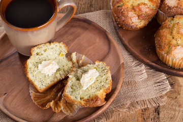 High Angle View of a Lemon Poppy Seed Muffin