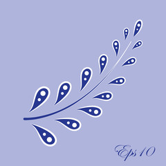 Vector small blue branch. Vector illustration