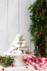 Vanilkipferl - vanilla crescents, traditional Christmas cookies in Germany, Austria, Czech Republic. Homemade cookies.
