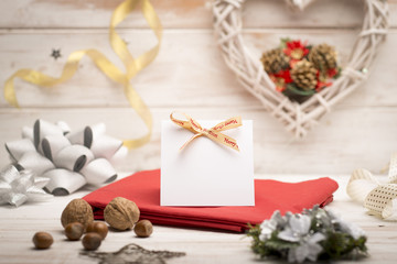 Blank Square Card Surrounded by Various Christmas Decor