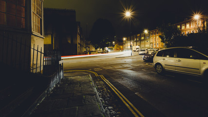 Looking Down Hotwell Road Bristol by night from Dowry Square