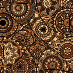 Seamless pattern tile with mandalas. Vintage decorative elements. Hand drawn background. Islam, Arabic, Indian, ottoman motifs. Perfect for printing on fabric or paper.