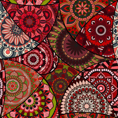 Seamless pattern tile with mandalas. Vintage decorative elements. Hand drawn background. Islam, Arabic, Indian, ottoman motifs. Perfect for printing on fabric or paper.