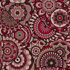 Seamless pattern tile with mandalas. Vintage decorative elements. Hand drawn background. Islam, Arabic, Indian, ottoman motifs. Perfect for printing on fabric or paper.