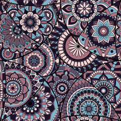 Seamless pattern tile with mandalas. Vintage decorative elements. Hand drawn background. Islam, Arabic, Indian, ottoman motifs. Perfect for printing on fabric or paper. - 178597967