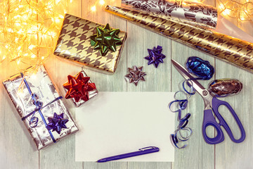 new year composition with presents and lights