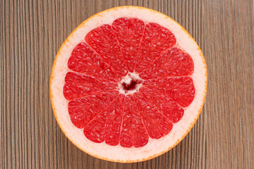 Red grapefruit on a table