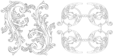 Vintage baroque ornament, corner. Retro pattern antique style acanthus. Decorative design element filigree calligraphy vector. - stock vector