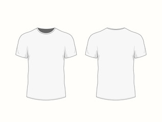 Men's white t-shirt with short sleeve in front and back views