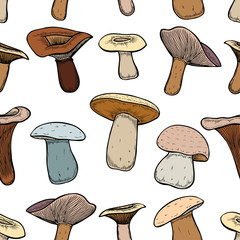 Seamless pattern with mushrooms