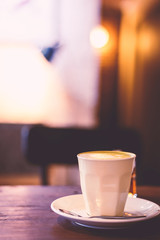 Hot green tea in a cafe.