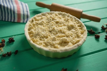 HIgh angle view of food in tart by spices