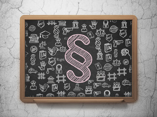 Law concept: Chalk Pink Paragraph icon on School board background with  Hand Drawn Law Icons, 3D Rendering