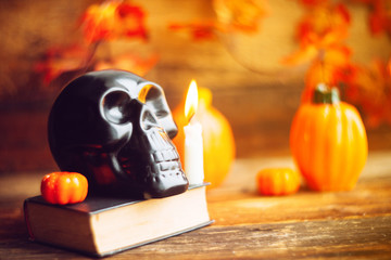 mystical background with candles for a party on Halloween