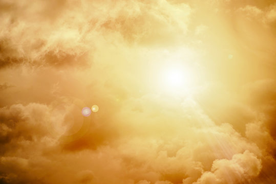Cloud colorful for faith or heaven concept with lens flare and sun flare 