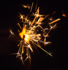 The bright sparks on a dark background