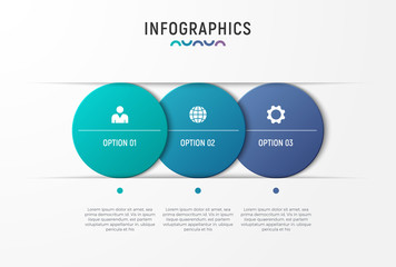 Vector infographic chart design with the intersecting circle sha
