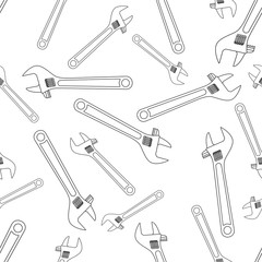 Adjustable wrench tool seamless pattern