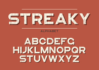Decorative textured bold font with grunge effect. Vector alphabe