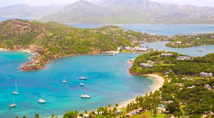 Antigua, Caribbean islands, English Harbour view with yachts