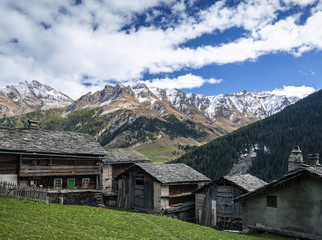 Fototapeta na wymiar traditional swiss alps houses in vals village alpine switzerland