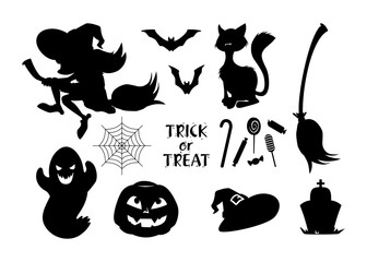 set of black vector Halloween icons. vector