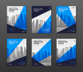 Brochure cover design templates set for construction or finance company.
