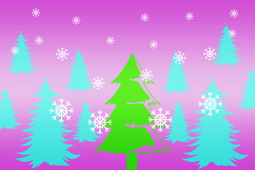blue christmas tree on a pink background