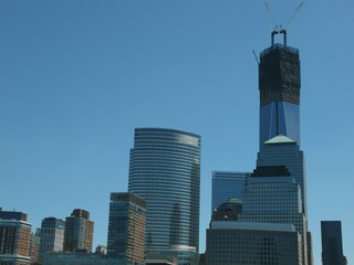 Fototapeta na wymiar downtown Manhattan with World Trade Center under construction circa 2012