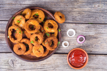 Homemade сrunchy fried onion rings