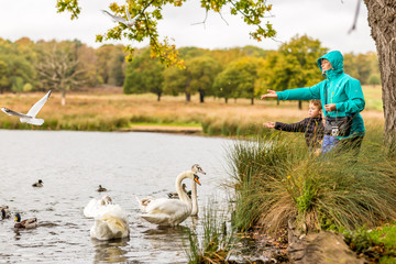 grandma with her grandchildren in Richmond park