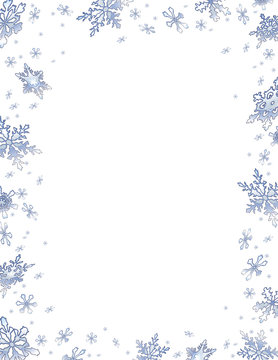 Christmas frame with frosty snowflakes