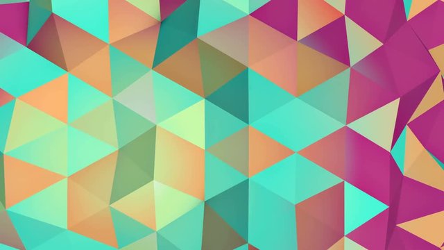 Multicolor low poly 3D surface moving. Semless loop abstract 3D render animation 4k UHD (3840x2160)
