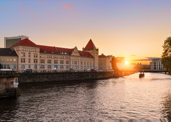 Naklejka premium Ancient architecture of Berlin during sunset.