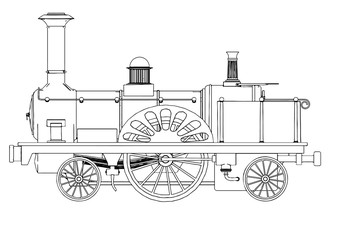 Fototapeta na wymiar sketch of a steam locomotive on white background vector.