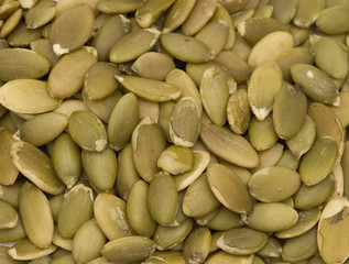 Shelled Pumpkin Seeds on a White Background