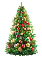 Fensteraufkleber Beautiful christmas tree isolated on white background © Timmary