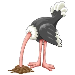 Printed kitchen splashbacks Draw Ostrich Head in Sand Proverb Cartoon Character   