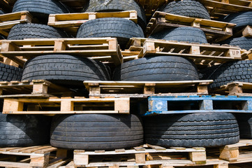 Bonfire in Northern Ireland, made from pallets, traditionally burned by the Protestant community on the 11th July to remember the Battle of the Boyne in 1690.