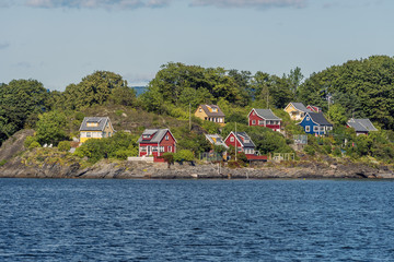 Small houses close to Oslo on Bleikøya island, Norway